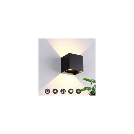 Moderne 12-W-LED-Wandleuchte aus Aluminium für den Innen- und Außenbereich mit verstellbarem Abstrahlwinkel, warmweißem Licht, wasserdicht – Schwarz