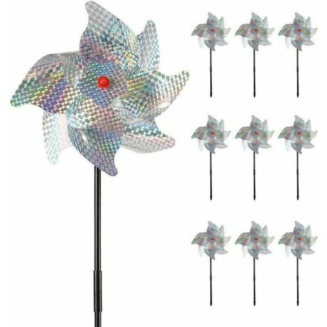 Lot de 10 Épouvantails Réfléchissants 50x20cm Répulsif Oiseaux pour Jardin Ferme Verger Sécurisé Efficace (1/4)