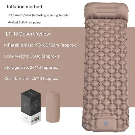 Matelas de camping autogonflant : matelas de camping simple, épais et léger, gonflable, matelas de camping double et compact. (1/5)