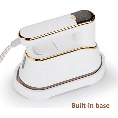 Fer à vapeur numérique - Nettoyeur vapeur portatif - 1300 W - Réservoir 110 ml - 220-240 V - Blanc/jaune - Support inclus (1/5)