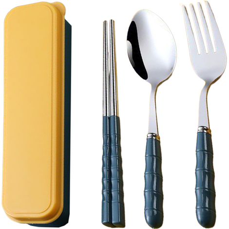 Couverts De Voyage En Acier Inoxydable - Fourchette Cuillère Baguettes Réutilisables Avec Étui - Pour Camping Bureau Pique-Nique - Lot De 1 (1/5)