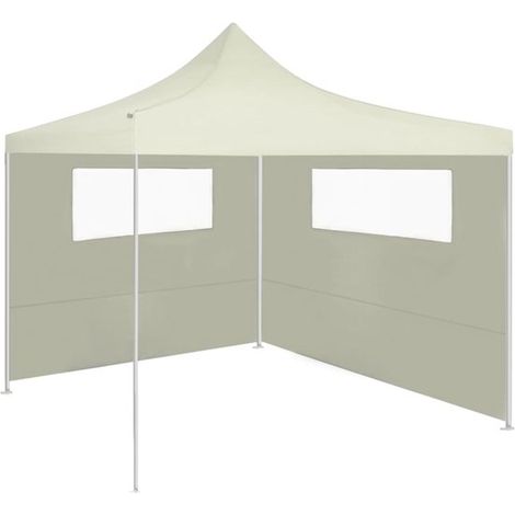 Panneaux latéraux pour tente de réception et tonnelle, lot de 2, 300 x 200 cm, crème, universels, hydrofuges et coupe-vent, fixation auto-agrippante incluse (1/5)
