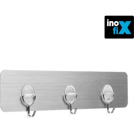 Gancio adesivo riutilizzabile con 3 ganci mobili in acciaio inox INOFIX 1293-7