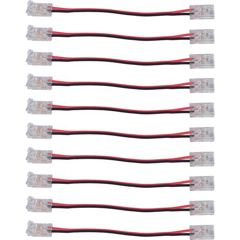 Lot de 10 connecteurs professionnels à double tête 8 mm 2 broches pour rubans LED COB, idéaux pour la maison, le bureau ou l'école. (1/5)