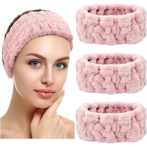 Ensemble de 3 bandeaux (bandeau nettoyant visage, bandeau maquillage, bandeau polaire pour les soins de la peau et le spa, bandeaux sport et yoga) (1/5)