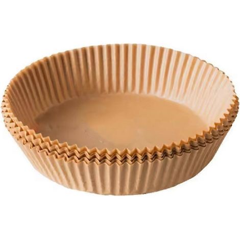 Paquet de 100 feuilles de tapis de cuisson jetables pour friteuse à air, 20 cm de diamètre, résistants à l'huile et à l'eau, plateaux de cuisson et papier de cuisson jetables pour friteuses à air. (1/5)
