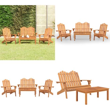 Ensemble de salon de jardin Adirondack 4 pcs bois acacia solide - ensemble de salon de jardin - ensembles de salon de jardin - Home & Living (1/5)