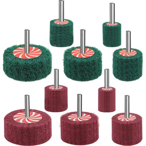 Lot de 10 disques abrasifs à lamelles 20/30/40/50/60 mm en non-tissé pour nettoyer et enlever la peinture et l'oxyde, pour perceuse et meuleuse droite (6 mm) (1/5)