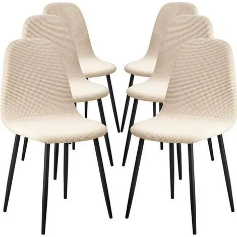 Lot de 6 Housse de Chaise de Salle à Manger Scandinaves Style Nordique Couverture Revêtement de Chaise Extensible pour Cuisine