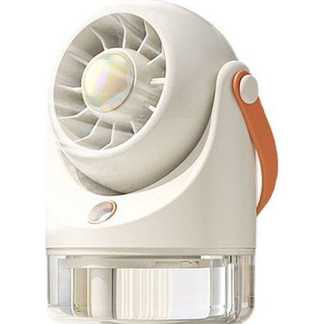 Tischventilator mit Wasserkühlung, Mini Ventilator mit Kühlen Nebel, Tischventilatoren mit 3 Windmodi, USB Ventilator Leise mit 500mAh Akku, Sprühventilator für Home, Büro, Reise, Beige (1/5)