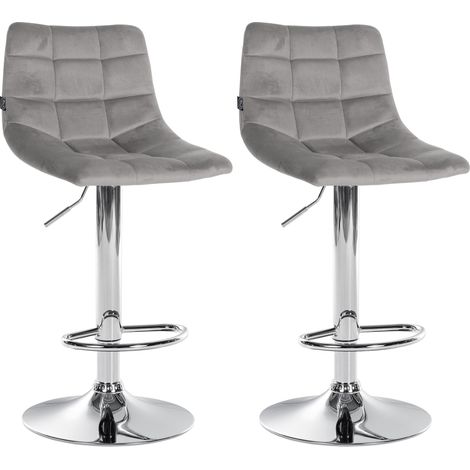 2er Set Barhocker Jerry Samt grau chrom