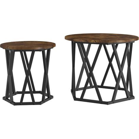 Table d'appoint 2 pcs,Table basse,Table de Salon Chêne fumé 50 x 50 x 40 cm CFW85692 (1/5)