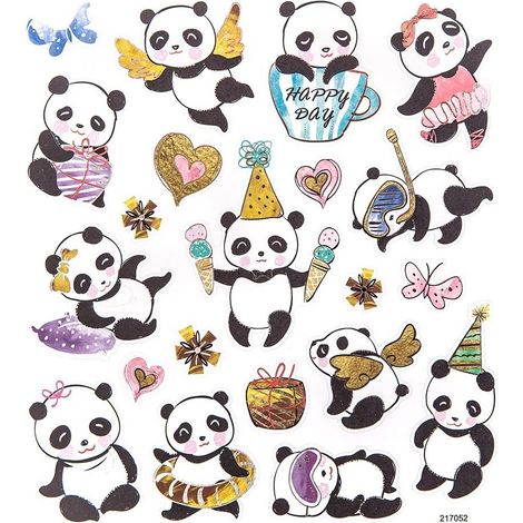 Adesivi decorativi a forma di panda per compleanno, 21 pezzi.