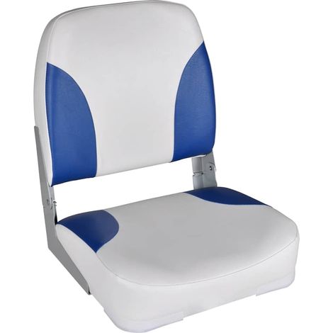 Maison Exclusive - Sedili per Barca 2 pz Pieghevoli Cuscino Blu-Bianco 41x36x48 cm (1/5)