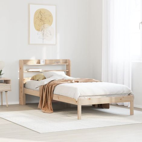 Lit simple，Lit adulte，Cadre de lit sans matelas 75x190 cm bois de pin massif CFW3453302 (1/5)