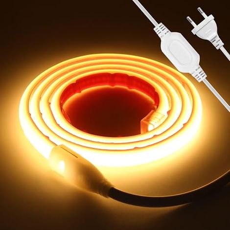 COB LED Strip 220V, 288 LED/M IP67 Waterproof LED Strip Neon Strip, 50 cm Cut, Double-Sided Glue, Super Bright Strip Light for Outdoor Bedroom Home Decoration (1/5)