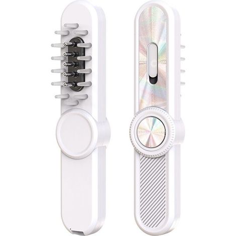 nouvel applicateur de cuir chevelu boule roulante lumière rouge et bleue peigne de massage électrique peigne de croissance des cheveux-blanc (1/5)