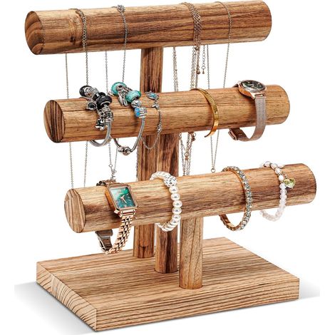 Sollbry Présentoir Bracelet en Bois, Porte Bracelet, Support Bracelet Détachable à 3 Niveaux, Porte Bijoux pour Bracelet Montre Élastique Cheveux (1/5)