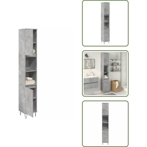 Armoire de salle de bain gris béton 30x30x190 cm - Armoire De Salle De Bain - Armoires De Salle De Bain - Armoire - Armoire Pour Salle De Bain (1/5)