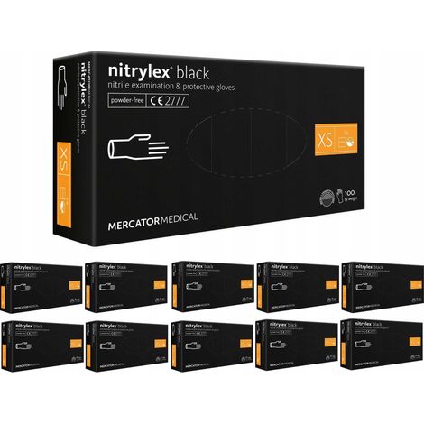 Guantes de nitrilo 100 unidades / Negro / Talla: 6 - XS / Nitrylex Negro - 10 unidades.