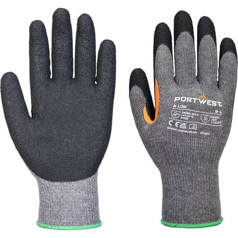Guanto Grip 10 completamente rivestito in lattice (pk12) - Taglia M - Grigio/nero - Portwest