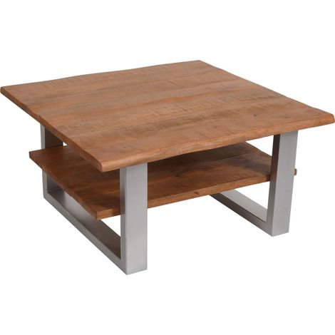Couchtisch 90 x 90 cm massiv honigfarben Mango silber PATRICK (1/5)