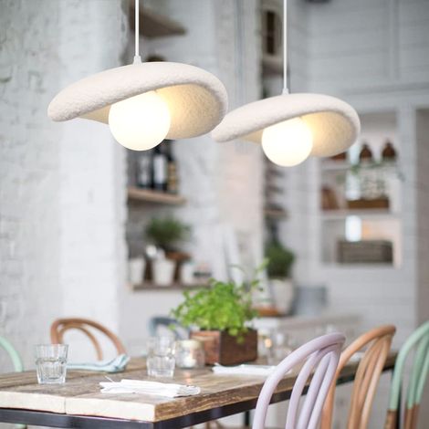2PCS Moderne Suspension Luminaire Plafonnier Créatif Nordique Lustre Design Simulation Ciment Texture E27 pour Cuisine Salon Chambre Blanc (1/5)