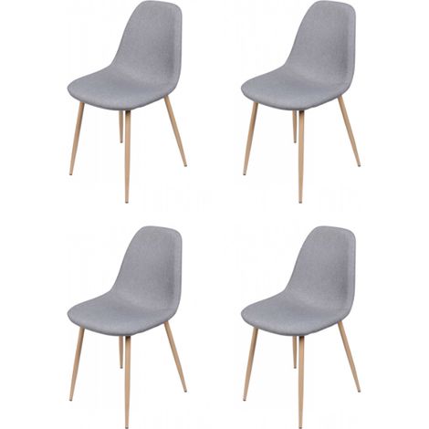 Chaise en Tissu Gris Clair Pieds en Métal Effet Bois (1/4)