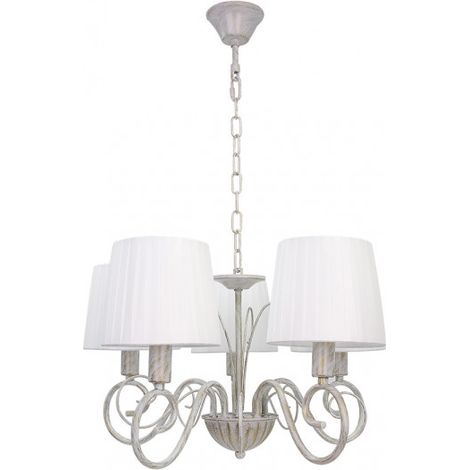FAB 155155075  Lampara Amsterdam 5xe14 Blanco/oro Regx45x45 Cm