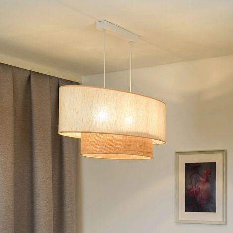 [GEBRAUCHT] B-Ware Euluna Hängeleuchte Pendelleuchte Lampe Boho Cotton Beige Raffia Natur 80 Cm