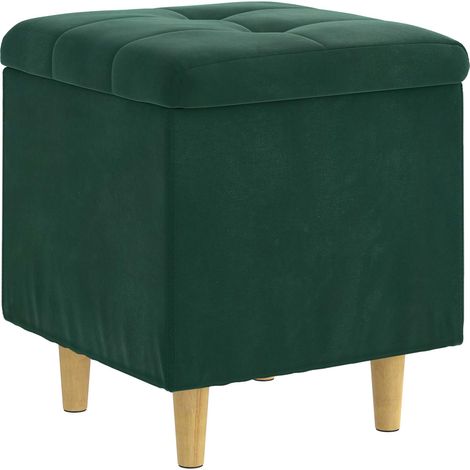 Storage Ottoman with Cushion Dark Green 40 x 40 x 45 cm Velvet vidaXL
