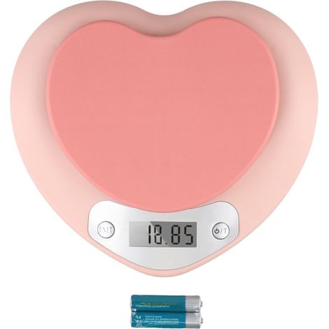 Balance de cuisine électronique avec écran LCD rose en forme de cœur (1/5)