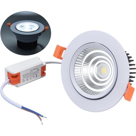 Lámpara de techo LED COB empotrable con ángulo ajustable, luz estable, disipación de calor optimizada, 7W 100-264V para sala de estar/oficina (1/5)