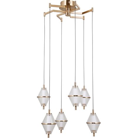 Lámpara colgante LED Fuente color oro ALU italux PND-34395-6-HBR (1/4)