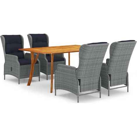 Juego de comedor para jardín de 5 piezas gris claro vidaXL (1/5)