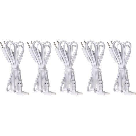 5pcs fils d'électrodes de rechange 2,35mm connecteur 2 broches pour TENS massothérapie blanc (1/5)