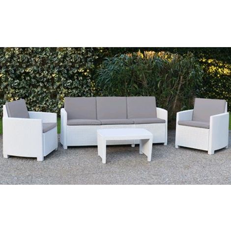 SALOTTO da giardino in RESINA BIANCO SET 4 pz mod. Varano