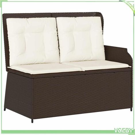 Banc de jardin inclinable - FAFEICY - 3394441 - Noir & blanc crème - Polyrotin - 2 places avec coussin (1/5)