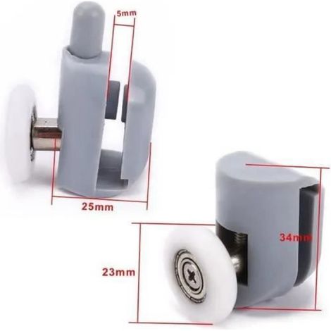 Roulette Porte Coulissante - Galets de Douche - Lot de 8 - Diamètre 23mm - Matériaux Laiton et ABS (1/4)