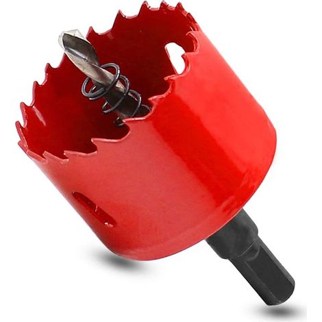 Scie cloche, outil de perçage pour métaux - Rouge, tige de 10 mm, diamètre de 40 mm, profondeur de trou de 30 mm (1/5)