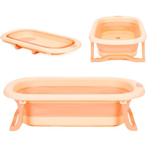 Kinderbadewanne, faltbare Touristenbadewanne mit Ablauf, rosa (1/5)