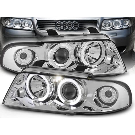 Paire de feux phares Audi A4 B5 de 1994 a 1998 angel eyes chrome-27360996