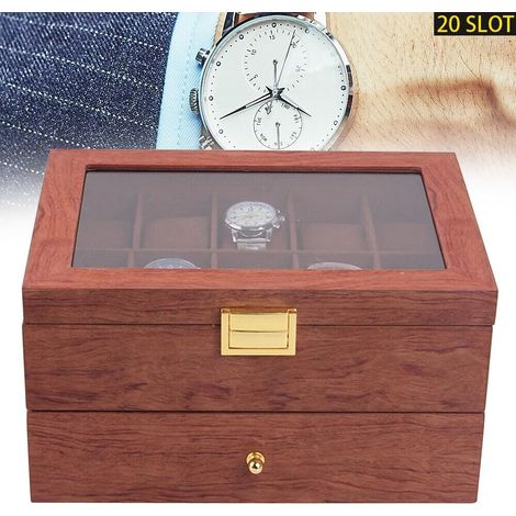 Fermoirper montre boîte 20 montres pour hommes et femmes palissandre montre boîte montres affichage boîte de rangement, cadeau de vacances