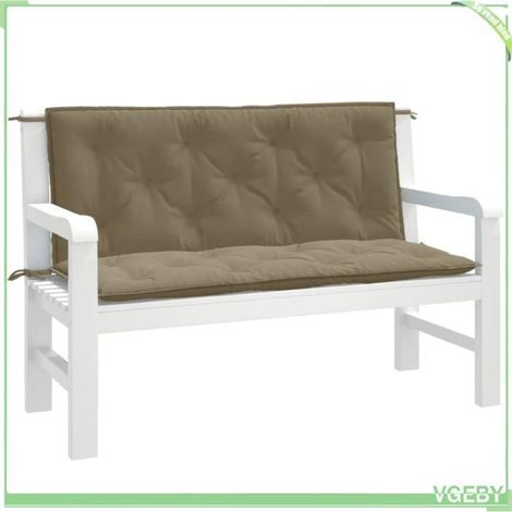 4002605 Coussins de banc de jardin lot de 2 taupe mélangé tissu (1/5)