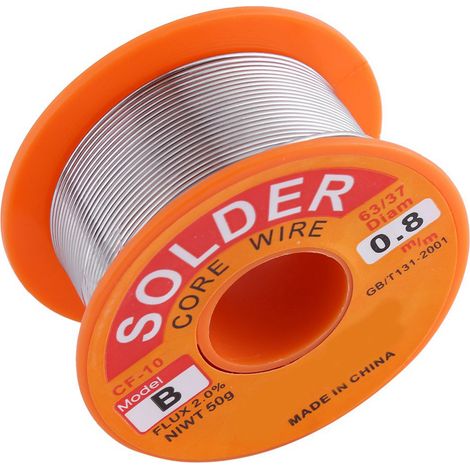 Fil à souder à âme de colophane 63/37, flux à 2 % d'étain, bobine de fil à souder pour fer à souder, diamètres 0,6/0,8/1,0 mm, 50 g (1/5)