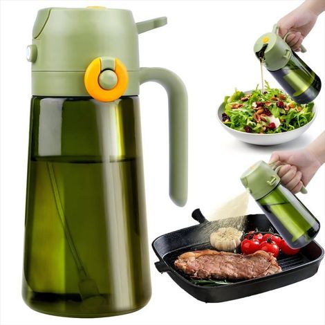 BelleRise - 470ml Spray Huile Cuisine 2 en 1, Dark Light-Blocking Pulverisateur Huile Cuisine, Distributeur Huile D'olive, Verre Vaporisateur (1/5)