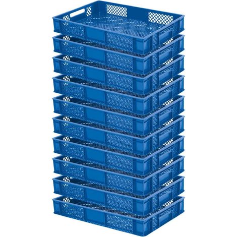 BRB 10x Eurobehälter/Stapelbehälter, LxBxH 600x400x90 mm, Inhalt 15 Liter (blau) (1/2)