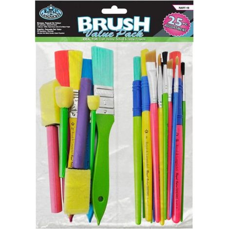 Pinceaux - ROYAL & LANGNICKEL - Set de 25 - Poils et mousse - Multicolore