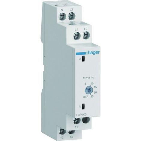 Relais de contrôle phase 3P(N) 1 contact inverseur - HAGER EUP100 (1/2)