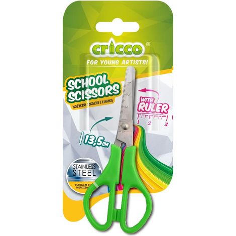 Forbici scolastiche Cricco con righello da 13,5 cm